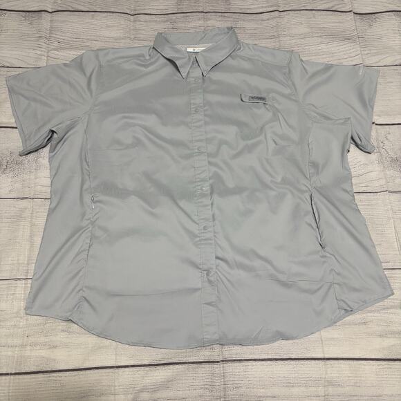 Columbia Womens Size 2X Tamiami II Short Sleeve Shirt Gray UPF 40 Omni Wick - Picture 9 of 16